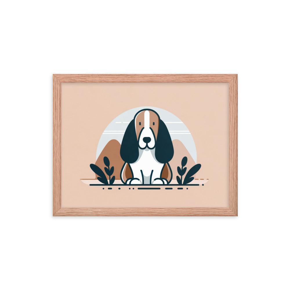 Charming Basset Hound Minimalist Art Framed Poster - Oh Posters