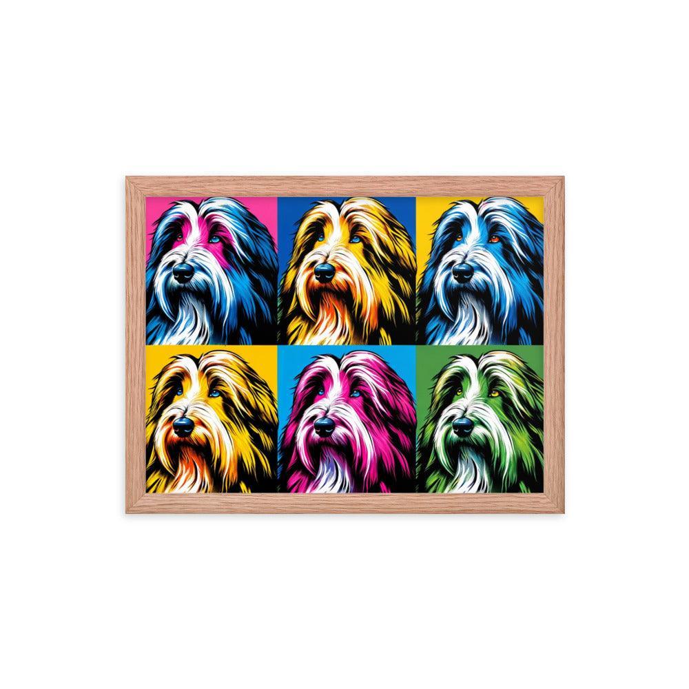 Colorful Collage Pop Art Bearded Collie Illustration Framed Poster - Oh Posters