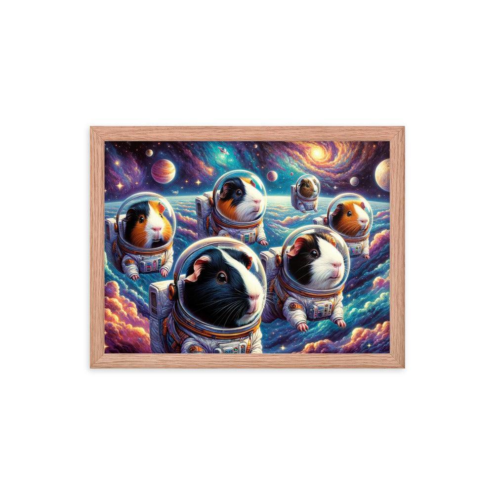 Guinea Pig Astronauts Cosmic Exploration Fantastical Framed Poster - Oh Posters