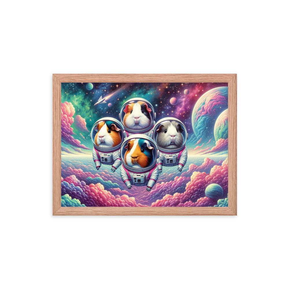 Guinea Pig Astronauts Cosmic Exploration Vibrant Framed Poster - Oh Posters