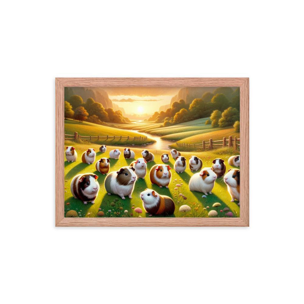 Guinea Pig Gathering Sunset Valley Digital Art Framed Poster - Oh Posters