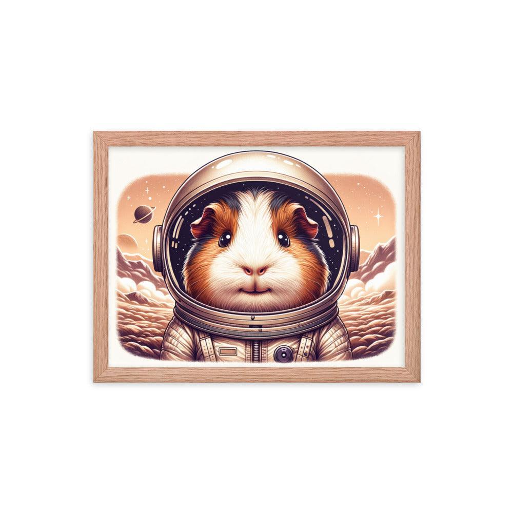 Cute Guinea Pig Astronaut Exploring Cosmic Adventures Illustration Framed Poster - Oh Posters