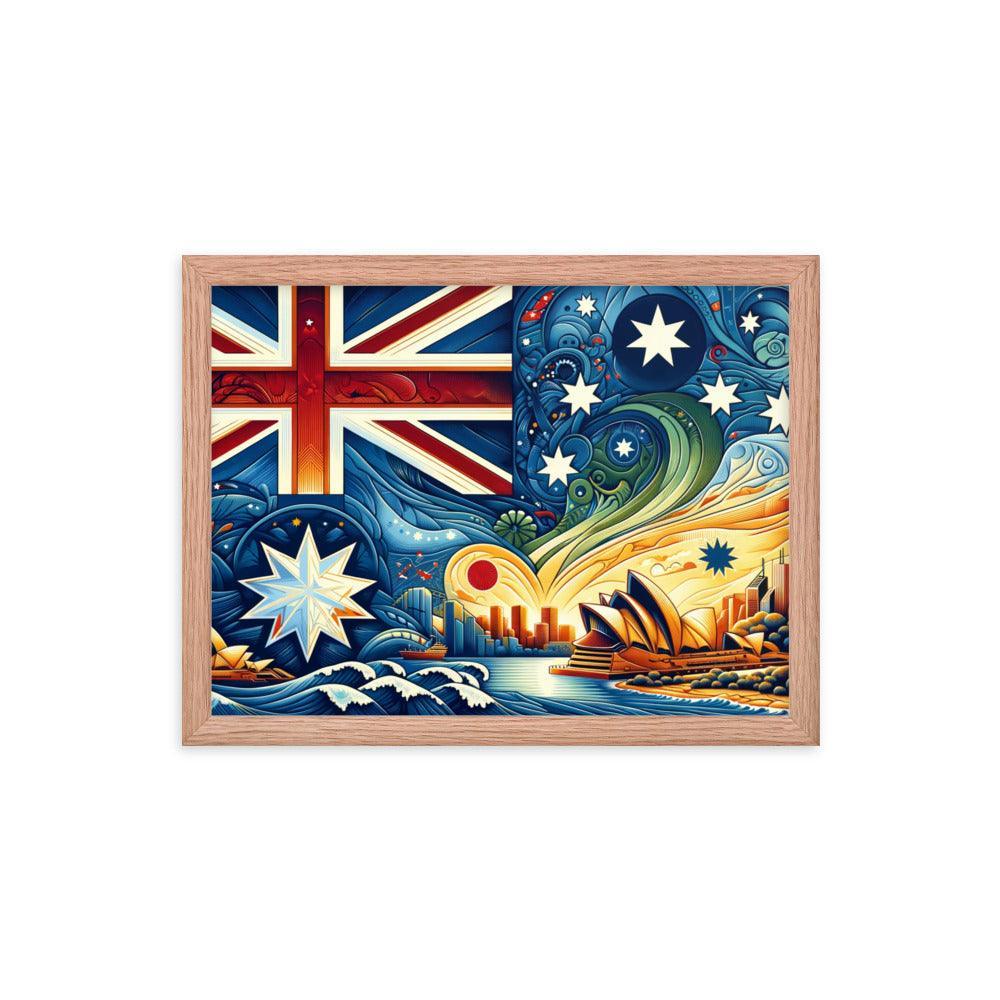 Sydney Opera House and Australian Flag Stylized Art Framed Poster - Oh Posters