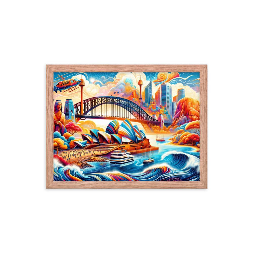 Sydney Harbour Surreal Scenery Vibrant Art Framed Poster - Oh Posters