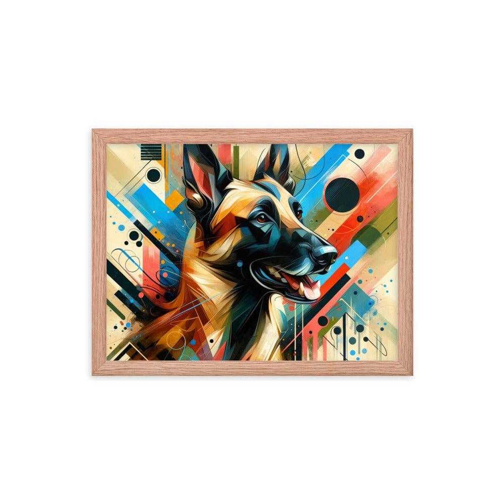 Geometric Belgian Malinois Abstract Art Framed Poster - Oh Posters