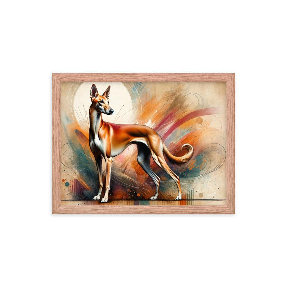 Graceful Azawakh Dog Art: Tall, Slender Build in Noble Pose, Warm Textured Background Framed Poster - Oh Posters