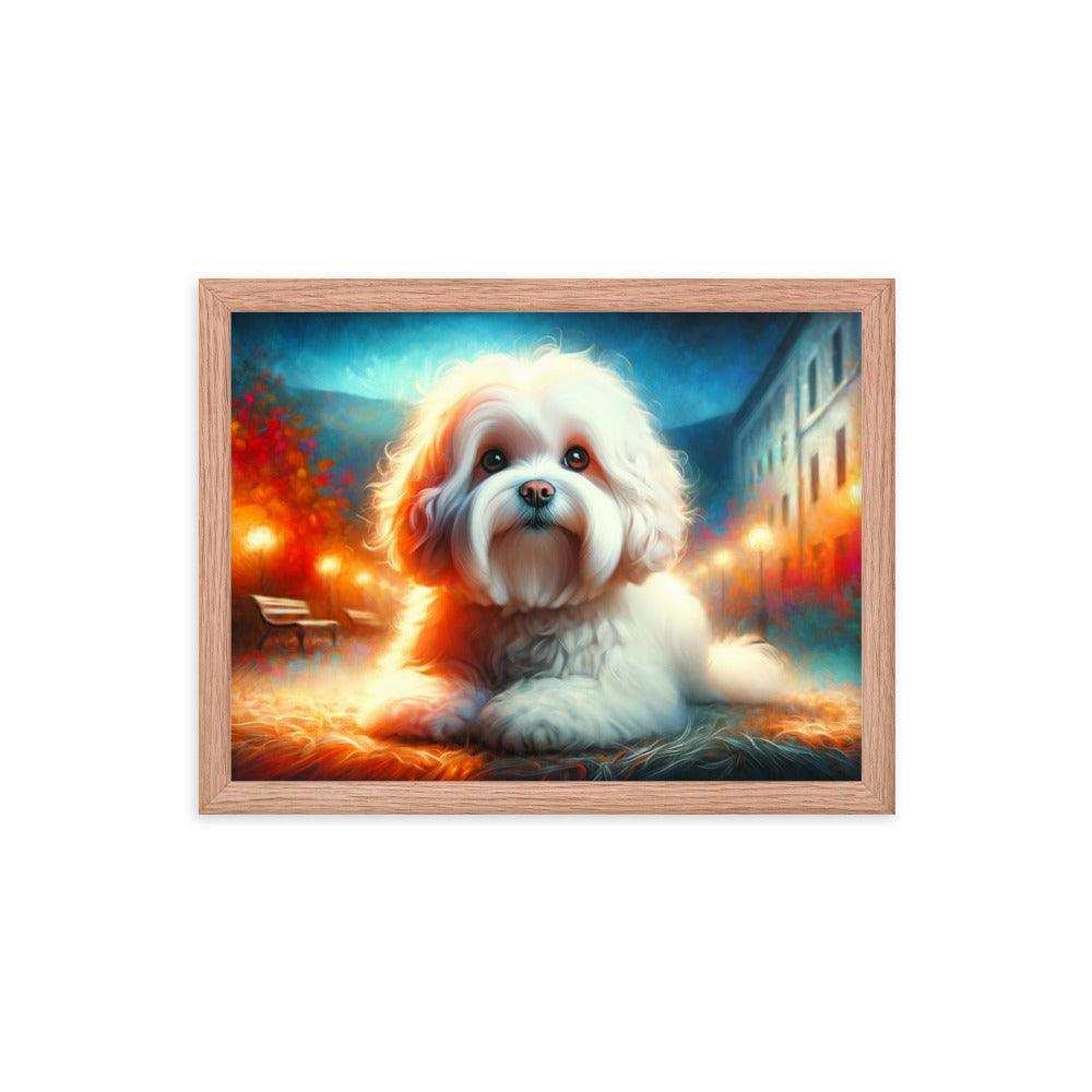 Enchanted Evening Bolognese Dog Dreamy Art Framed Poster - Oh Posters