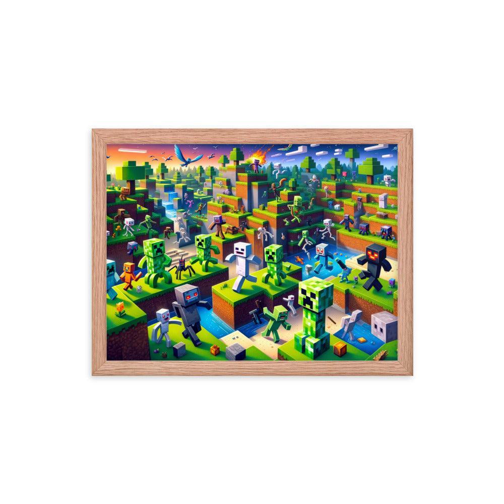 Minecraft Adventure Dynamic Character Action Framed Poster - Oh Posters