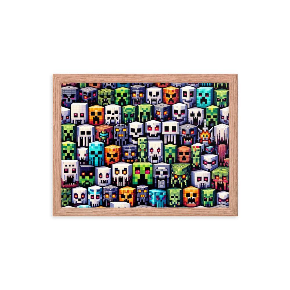 Minecraft Inspired Pixel Characters Array Collectible Framed Poster - Oh Posters