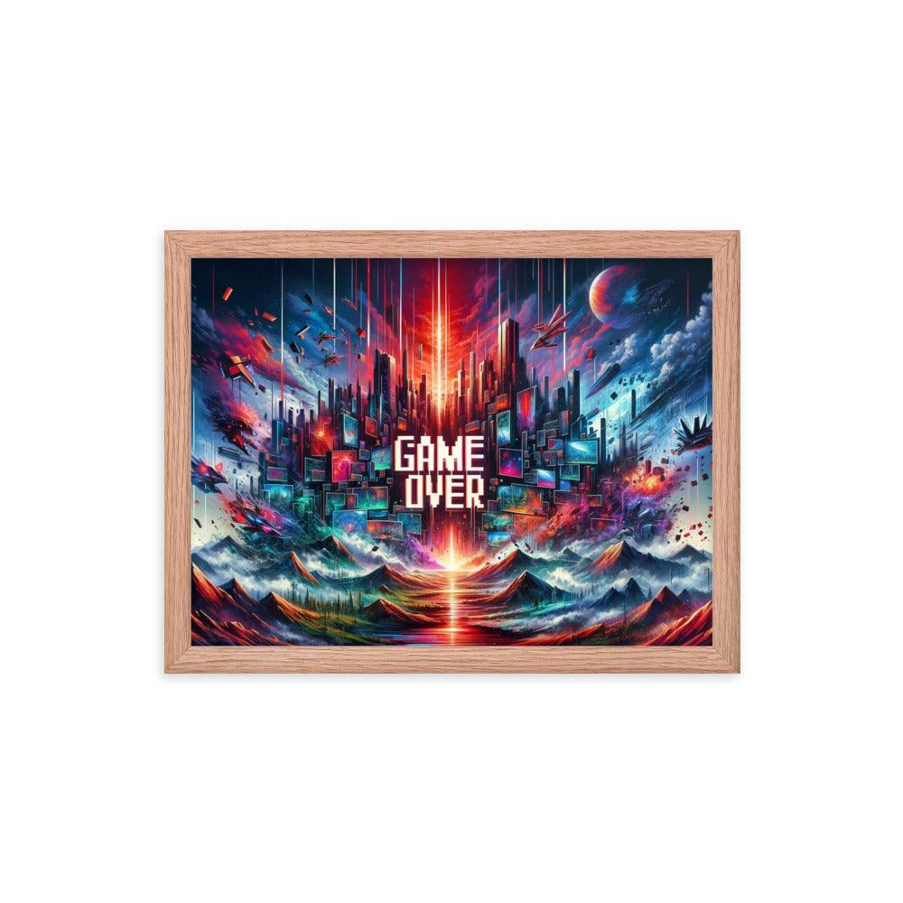 Gaming Apocalyptic Sci-Fi Cityscape Game Over Framed Poster - Oh Posters