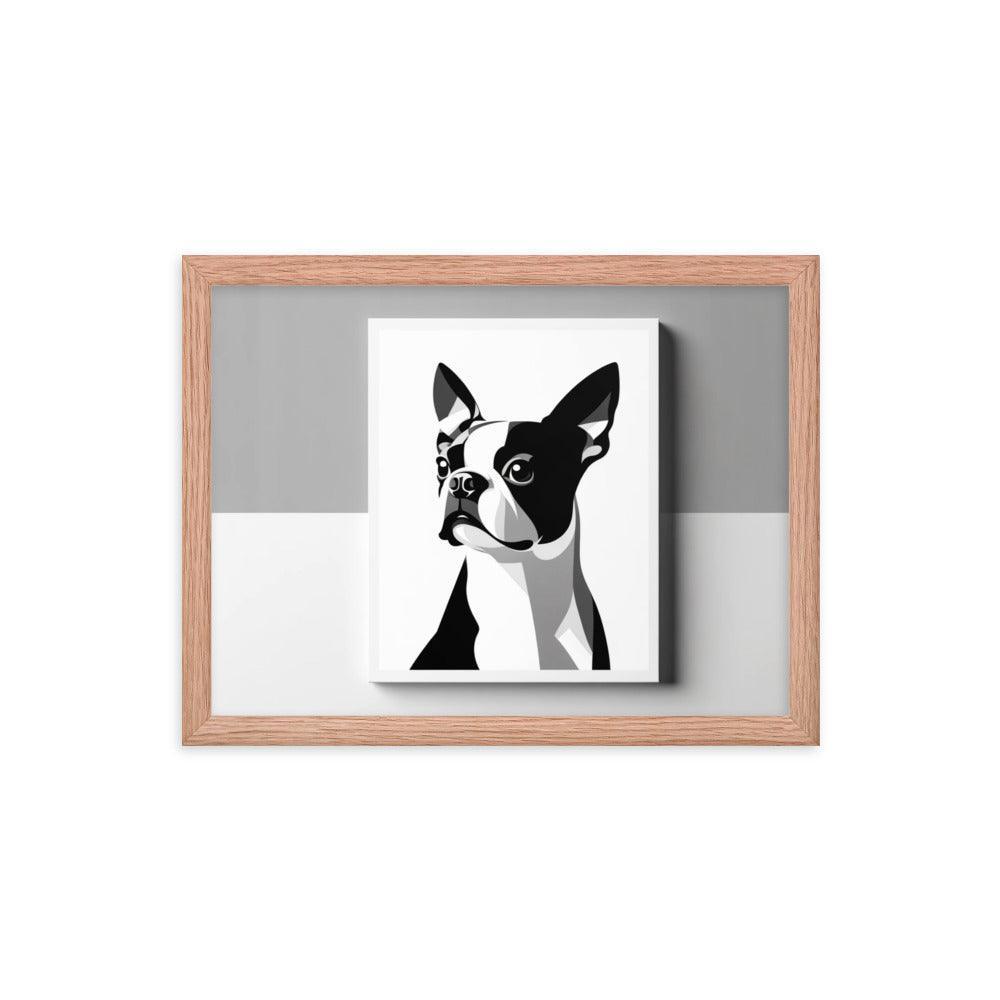 Boston Terrier Abstract Minimalist Art Framed Poster - Oh Posters