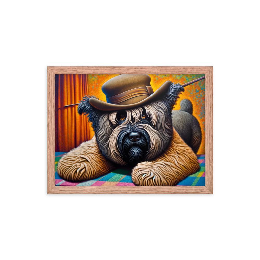 Bouvier Des Flandres Cowboy Hat Quirky Portrait Framed Poster - Oh Posters