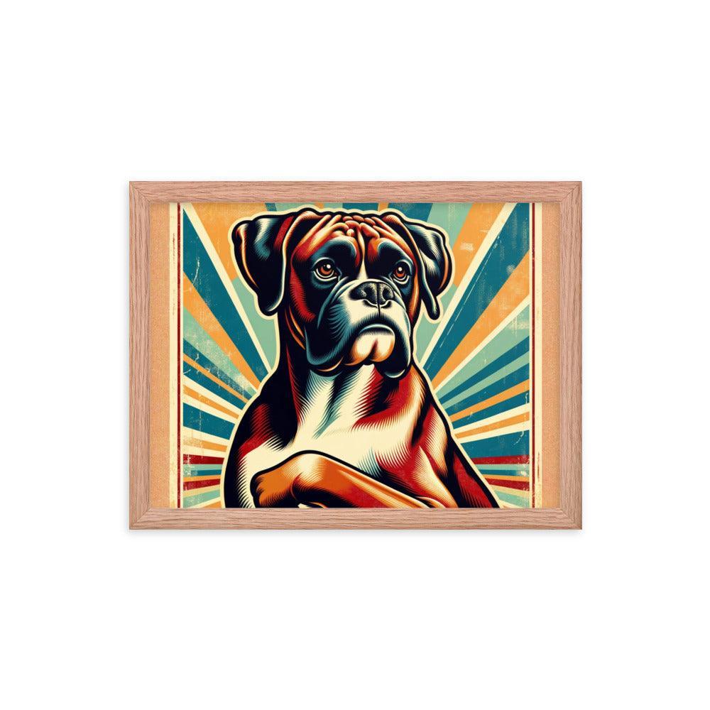 Boxer Dog Retro Sunburst Art Framed Poster - Oh Posters