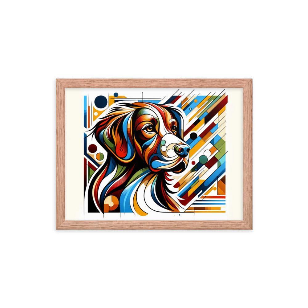 Brittany Dog Art in Abstract Modern Form with Bold Colors Framed Poster - Oh Posters