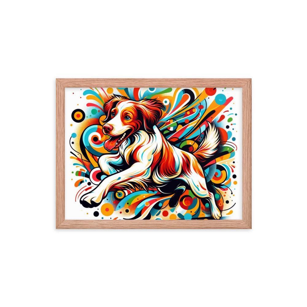 Brittany Spaniel Dynamic Swirls Abstract Art Framed Poster - Oh Posters