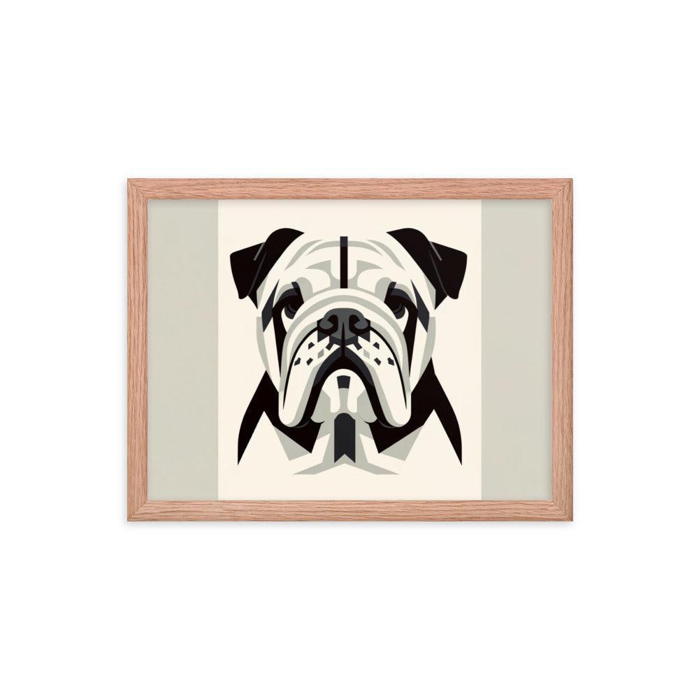 English Bulldog Minimalist Design with Geometric Shapes Framed Poster - Oh Posters