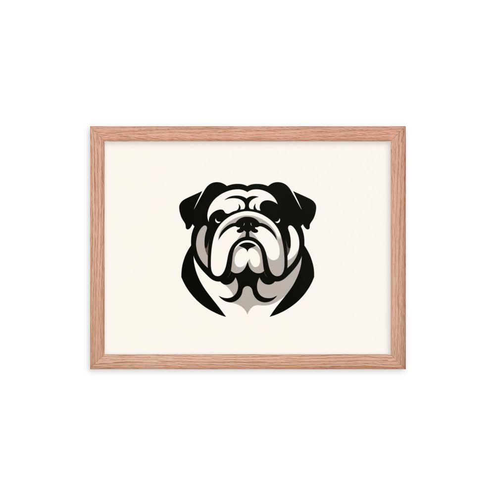 English Bulldog Minimalist Art with Clean Lines and Monochrome Palette Framed Poster - Oh Posters