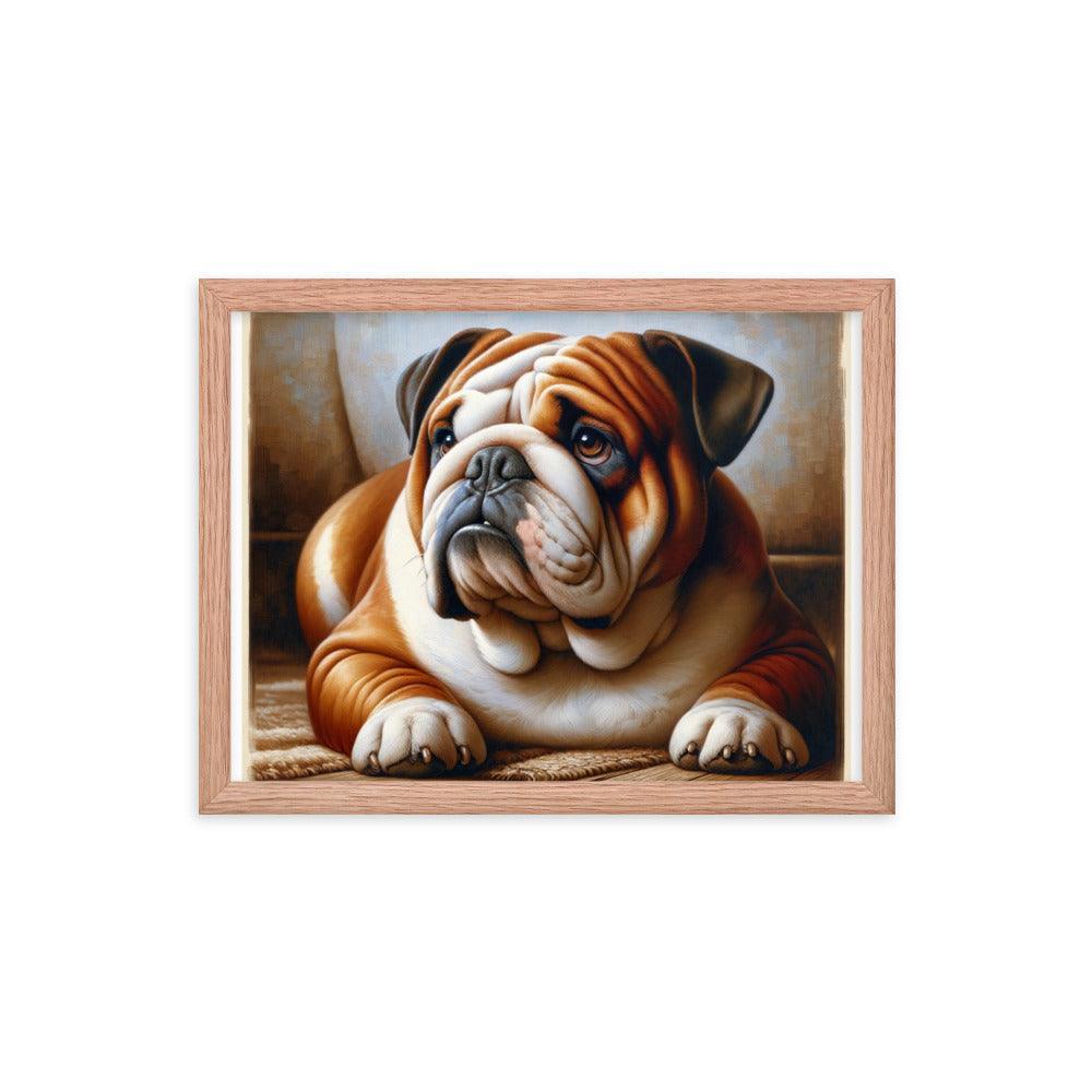 English Bulldog Elegance in Rich Colors with Simple Background Framed Poster - Oh Posters