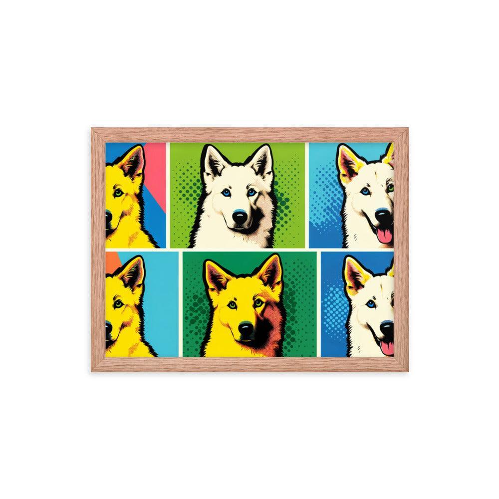 Canaan Dog Pop Art Series with Colorful Panels Framed Poster - Oh Posters