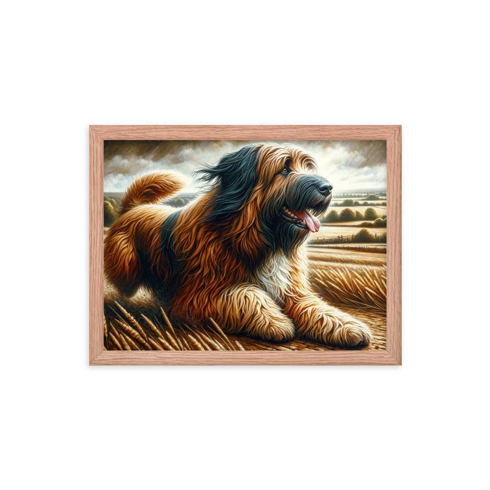 Catalan Sheepdog in Countryside Landscape Framed Poster - Oh Posters