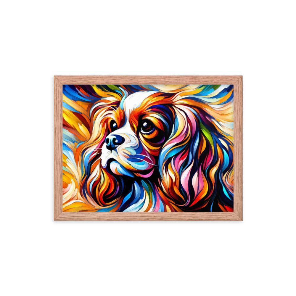 Cavalier King Charles Spaniel in Fauvism Bold Hues and Expressive Brushstrokes Framed Poster - Oh Posters