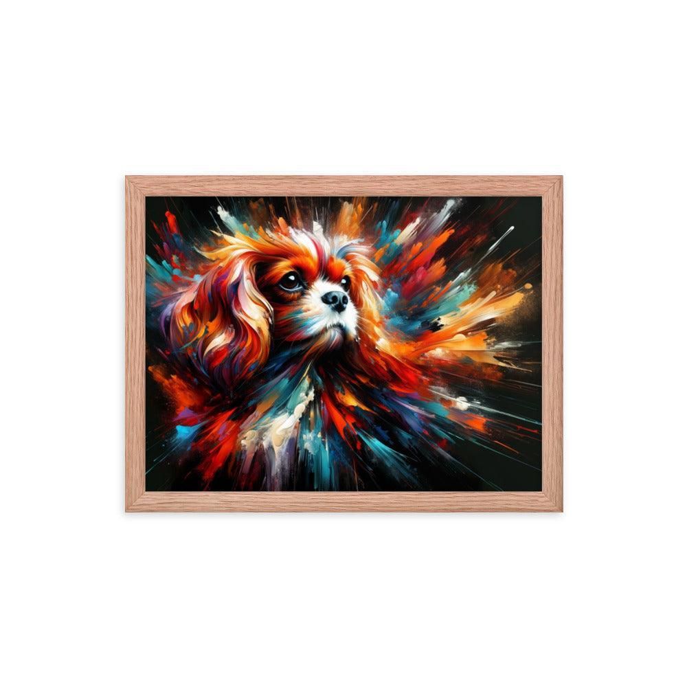 Cavalier King Charles Spaniel Abstract Brush Strokes and Intense Vibrant Colors Framed Poster - Oh Posters