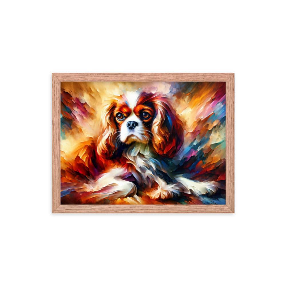 Cavalier King Charles Spaniel Vivid Brush Painting Framed Poster - Oh Posters