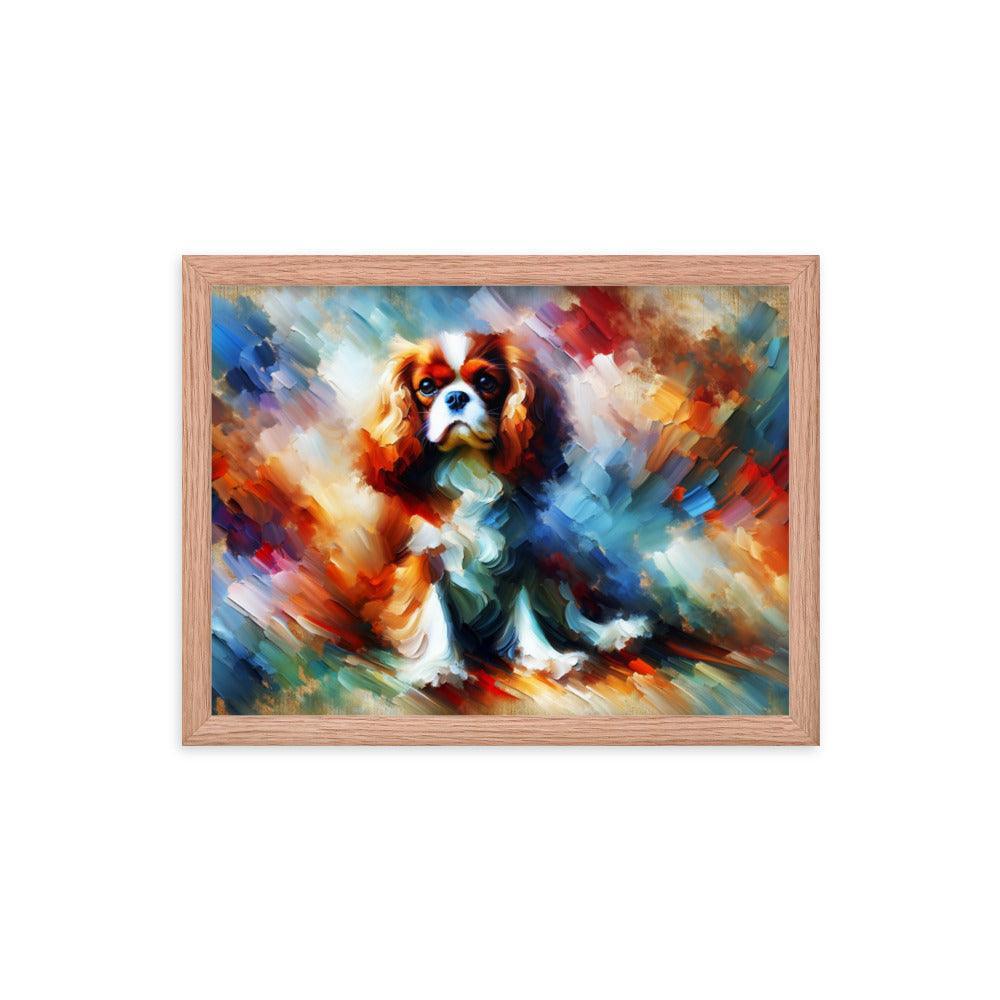 Cavalier King Charles Spaniel Abstract Expressionism Painting Framed Poster - Oh Posters