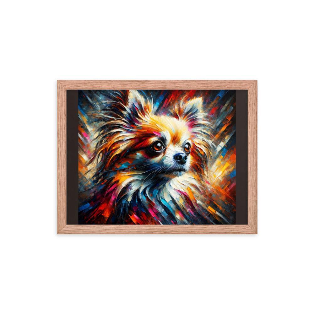 Long Coat Chihuahua Burst Art with Bold Brushstrokes and Intense Colors Framed Poster - Oh Posters