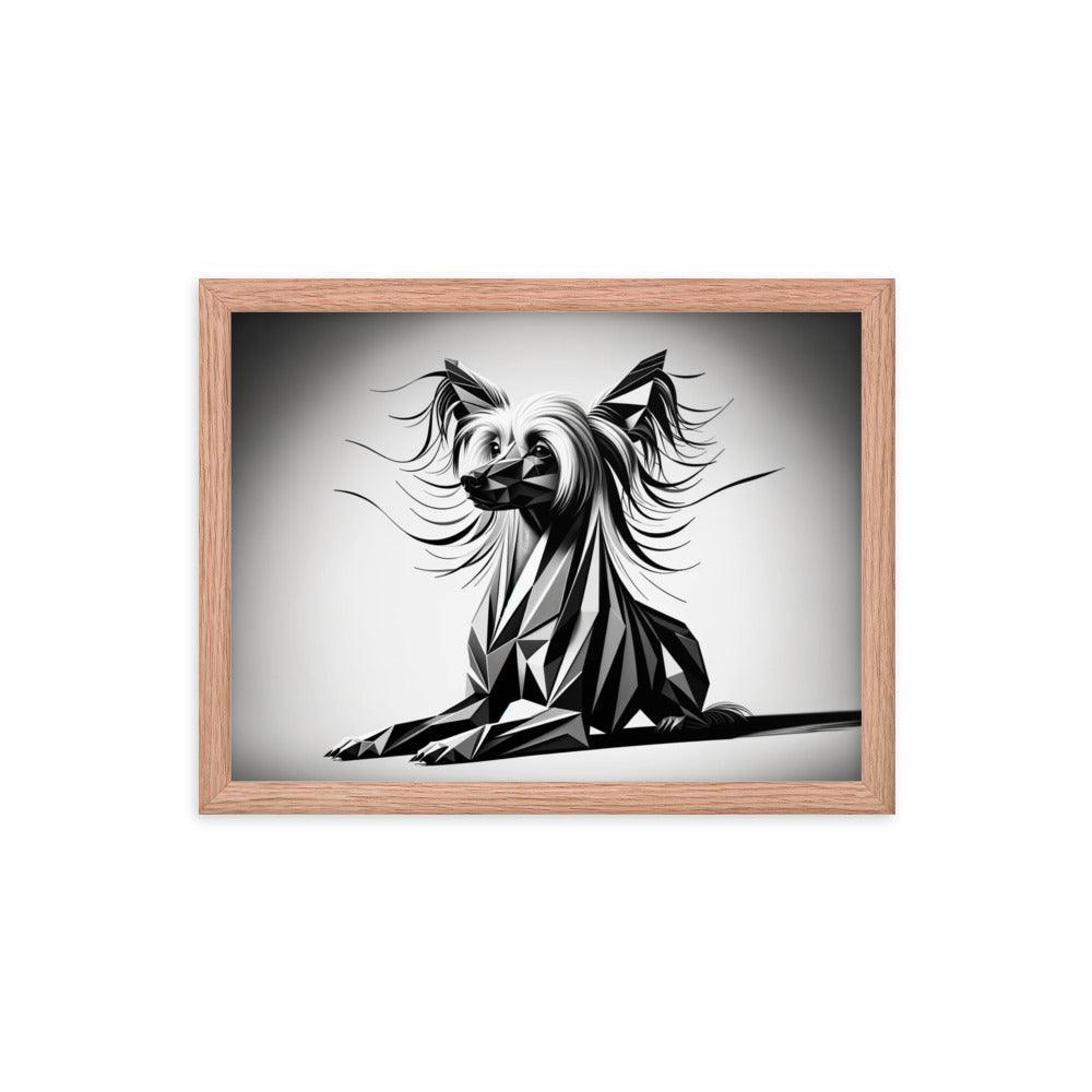 Chinese Crested Dog Geometric Portrait Framed Poster - Oh Posters