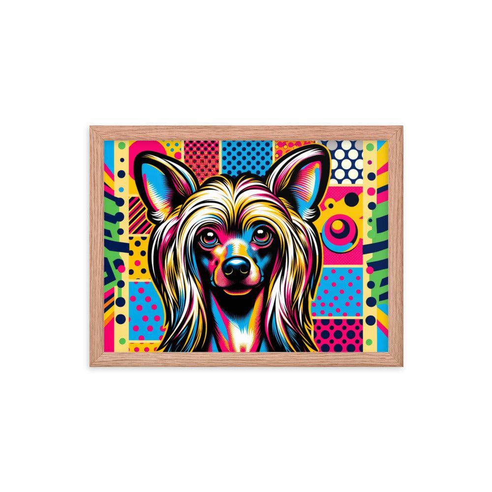 Chinese Crested Dog Pop Art in Bright Graphic Style Framed Poster - Oh Posters