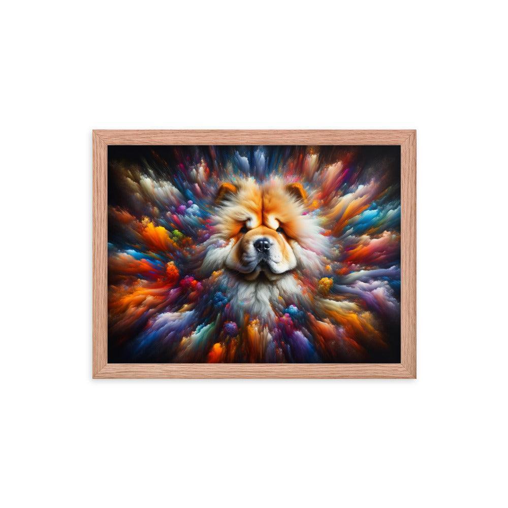 Chow Chow Abstract Burst of Vibrant Colors and Shapes Framed Poster - Oh Posters