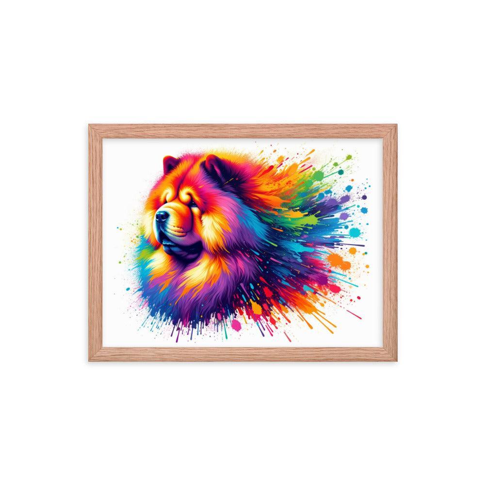 Chow Chow Rainbow Splatter Dynamic Spectrum Framed Poster - Oh Posters