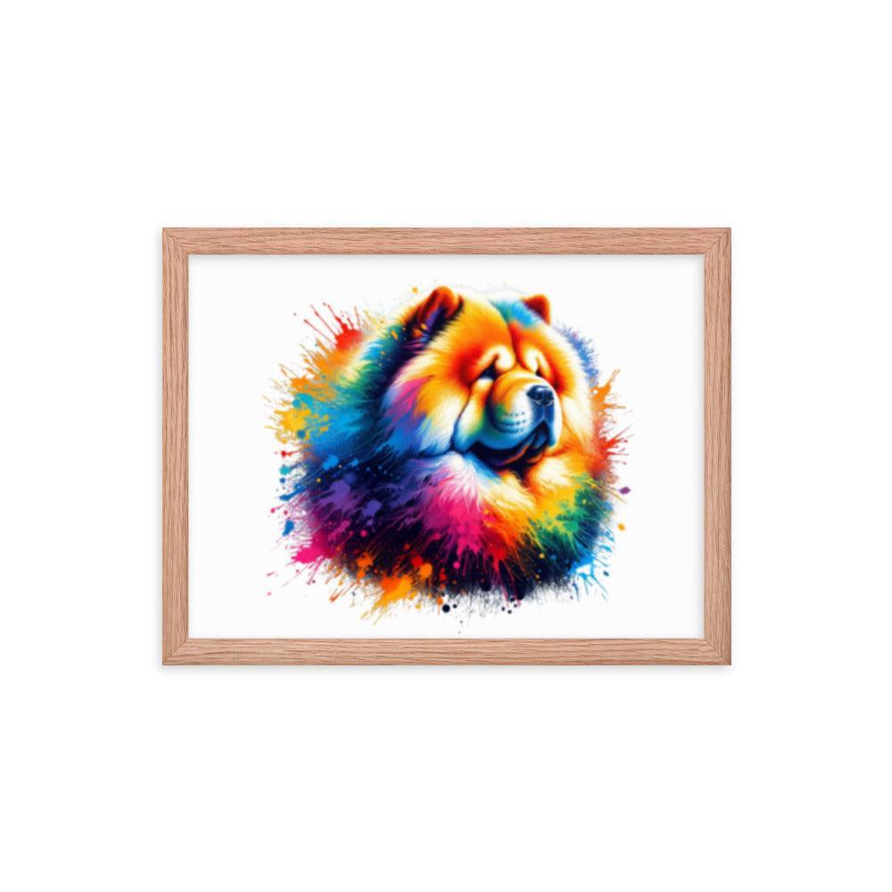 Chow Chow in Rainbow Splatter Abstract Dynamic Colors Framed Poster - Oh Posters