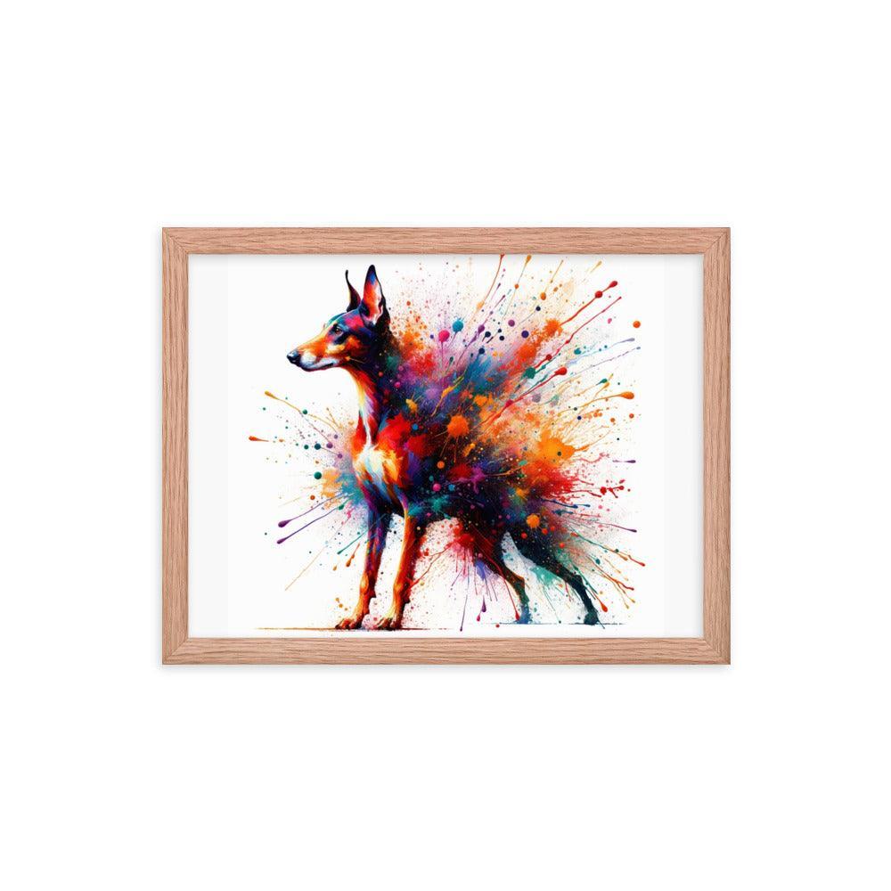 Cirneco dell'Etna Splatter Art with Vibrant Colors Framed Poster - Oh Posters