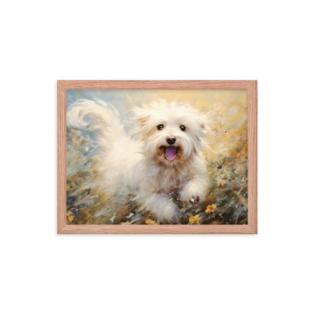 Coton De Tulear Autumn Bliss Flurry of Leaves and Light Framed Poster - Oh Posters