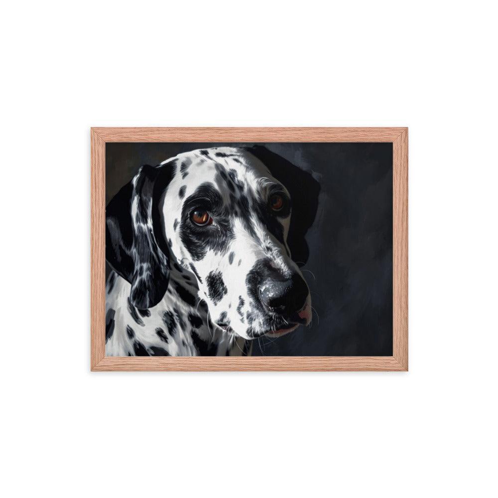 Dalmatian Dark Elegance Dog Portrait Framed Poster - Oh Posters