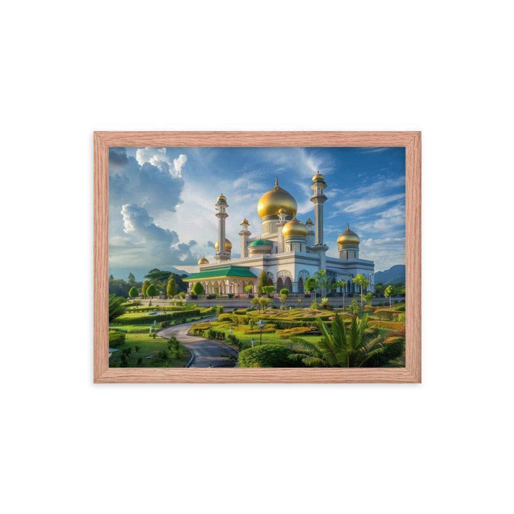 Brunei Sultan Mosque Sunset Landscape Photography Framed Poster - Oh Posters