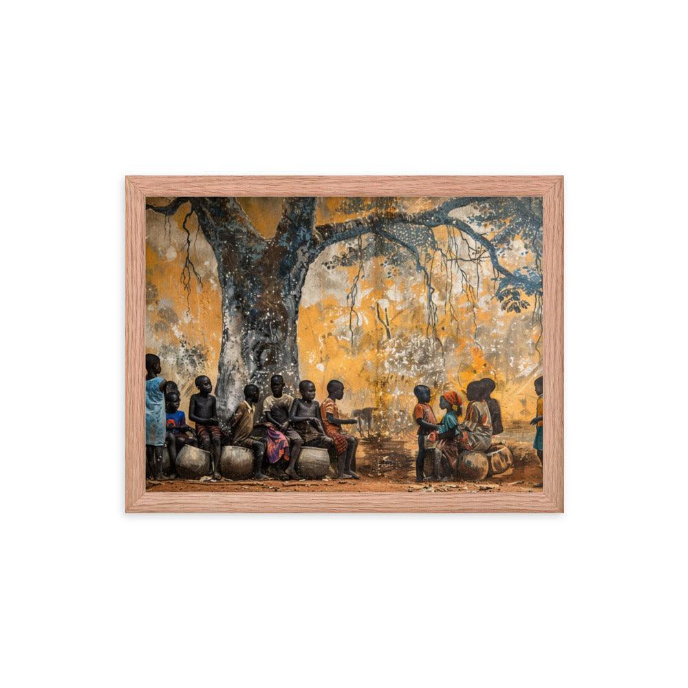 Central African Children Under Baobab Tree Vintage Framed Poster - Oh Posters