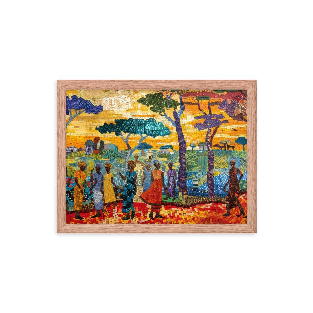 Chad Mosaic Artwork of Rural Community Scene Framed Poster - Oh Posters