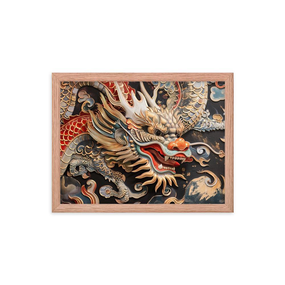 China Classic Dragon Sculpture Artwork Framed Poster - Oh Posters