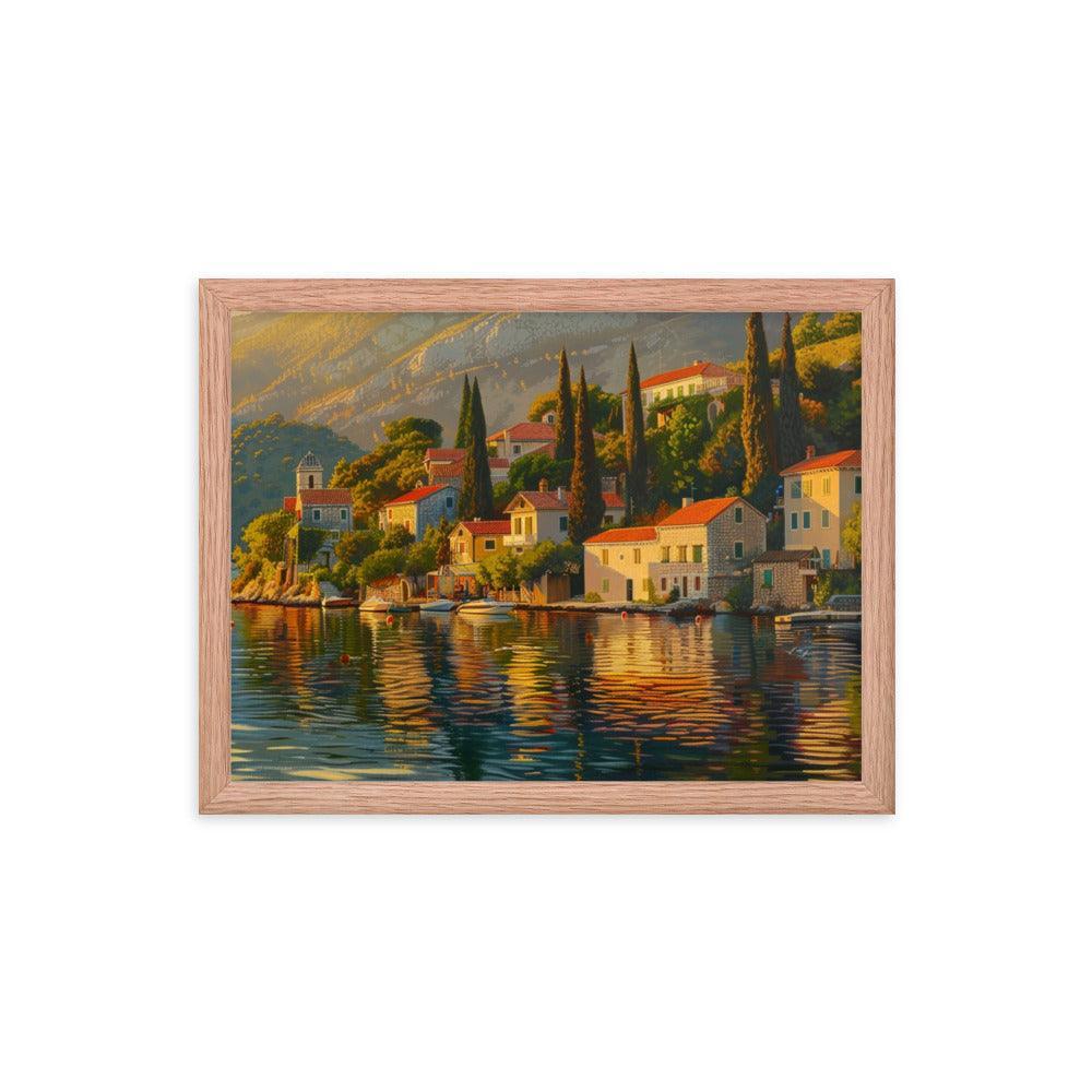 Croatia Golden Sunset Over Coastal Village Art Framed Poster - Oh Posters