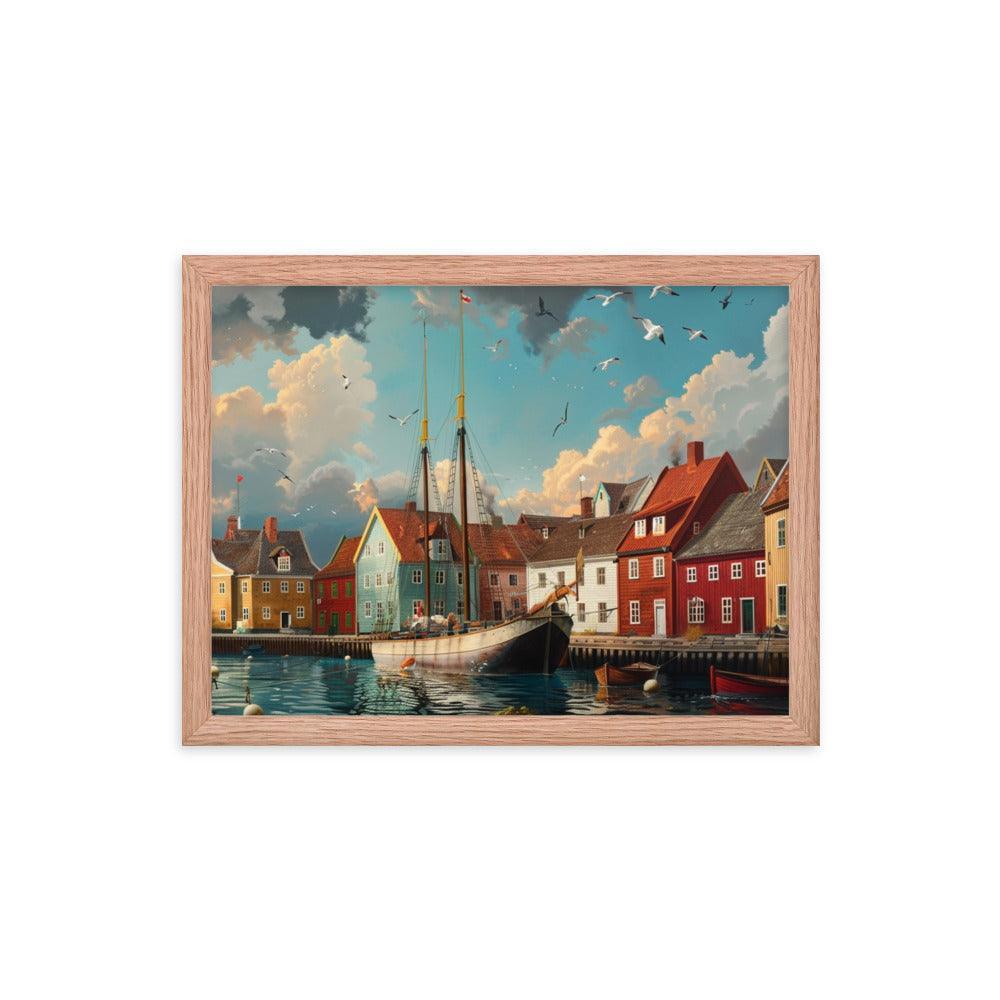 Historic Danish Seaport Denmark Digital Art Framed Poster - Oh Posters