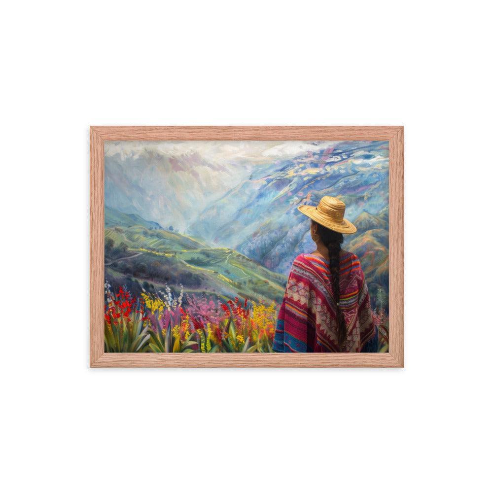 Ecuador Highlands Woman Scenic Painting Framed Poster - Oh Posters