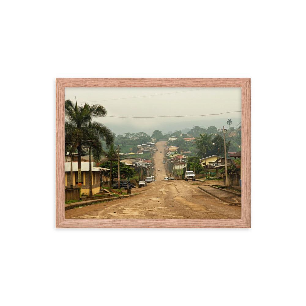 Equatorial Guinea Misty Town Street View Framed Poster - Oh Posters