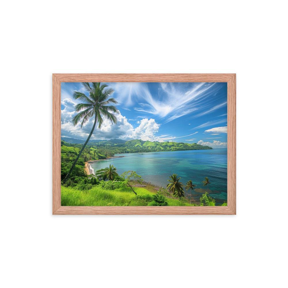 Fiji Tropical Beach Paradise Scenic Landscape Framed Poster - Oh Posters