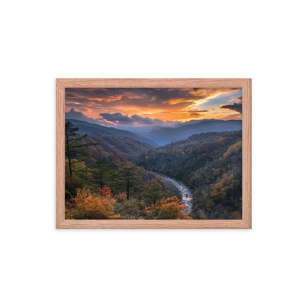 Georgia Sunset Over Mountain Valley Framed Poster - Oh Posters