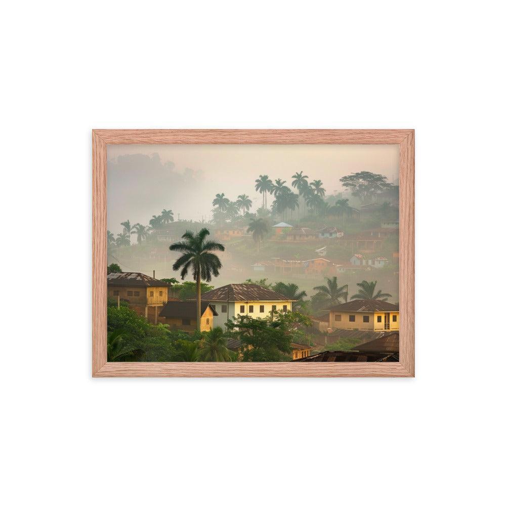 Ghana Misty Hillside Village Morning Framed Poster - Oh Posters