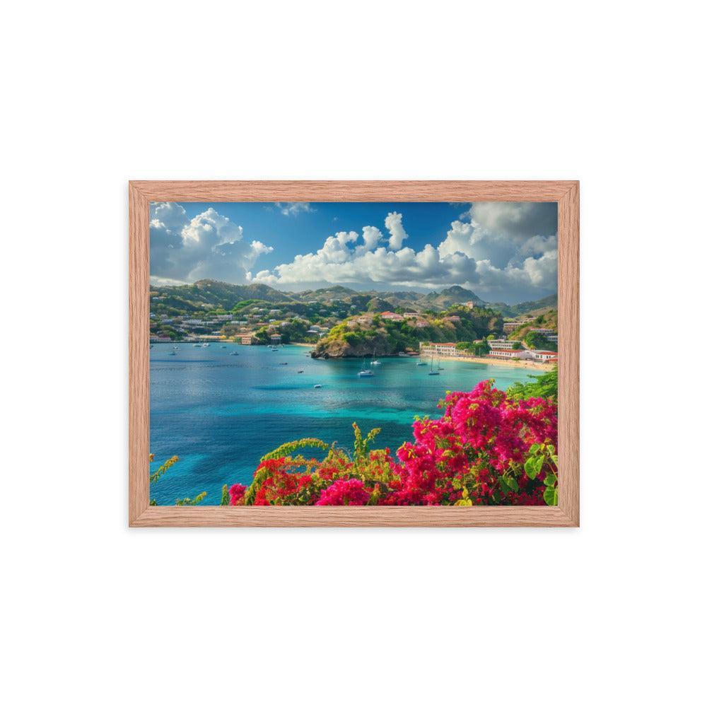 Grenada Tropical Bay Lush Hillside Framed Poster - Oh Posters