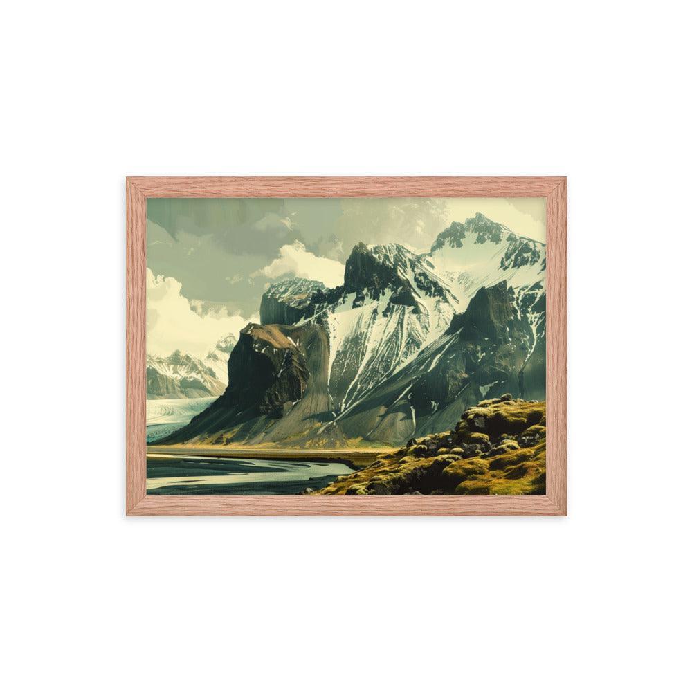 Iceland Dramatic Snowy Peaks Landscape Framed Poster - Oh Posters